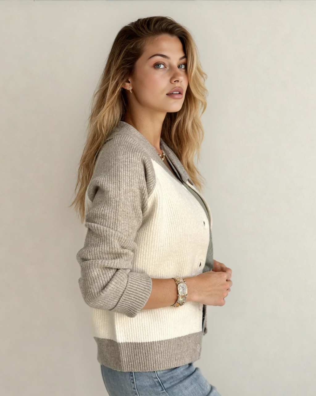 Wren Colorblock Button Front Casual Cardigan | Dropship