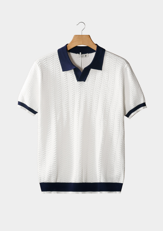 WHITE CONTRAST TEXTURED POLO